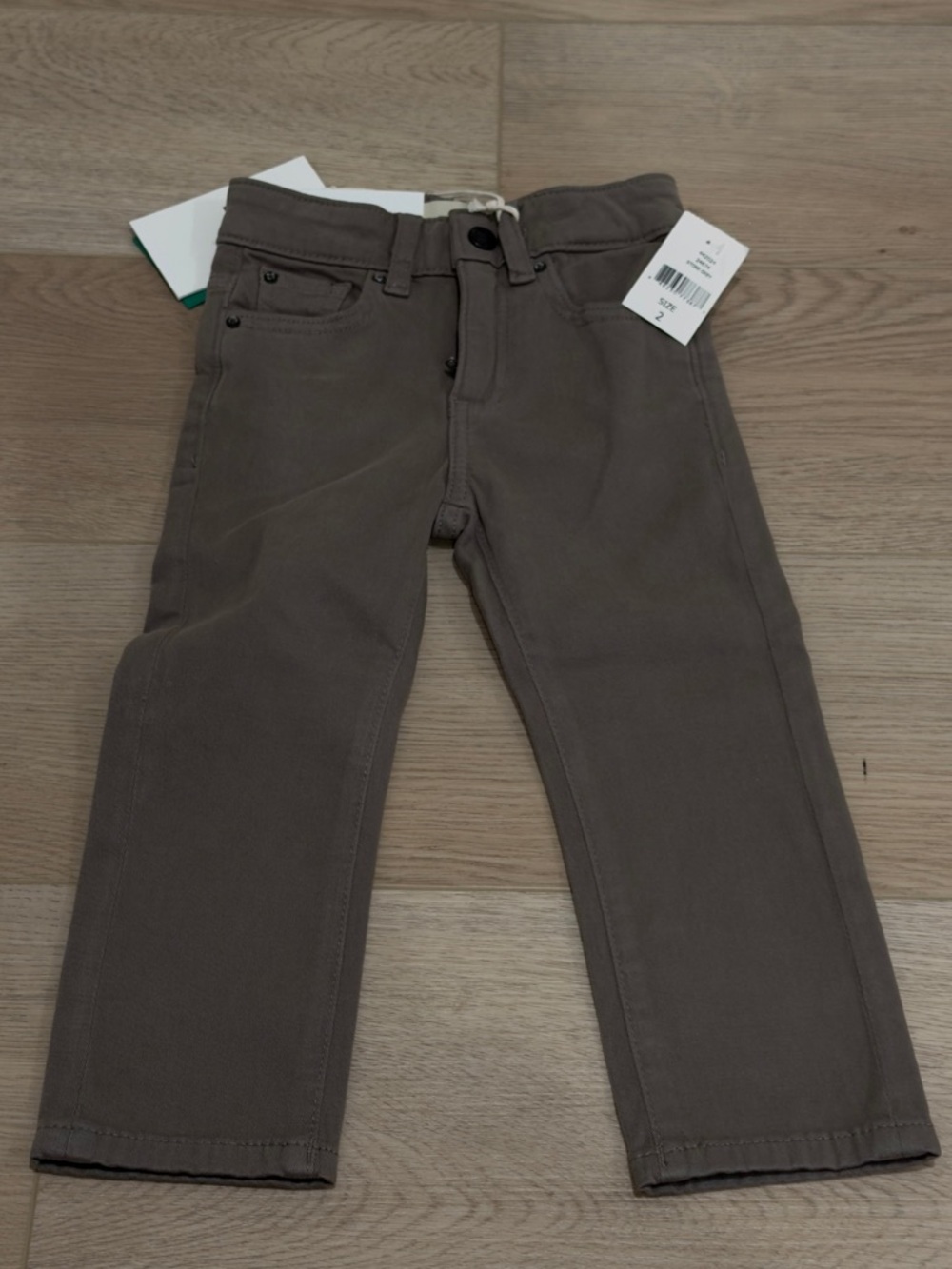 DL1961 Kids Straight Leg Jeans Taupe Brown Size 2T Unisex Stretch Denim NWT